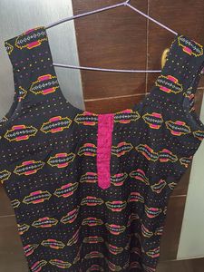 Patterned Black Kurta