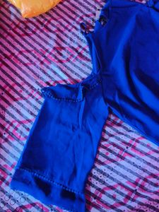 Stylish Blue Cold Shoulder Top