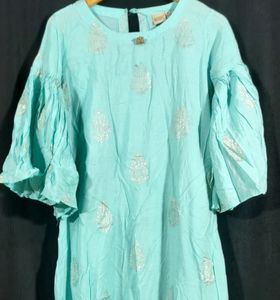 Turquoise Printed Kurti (Women)