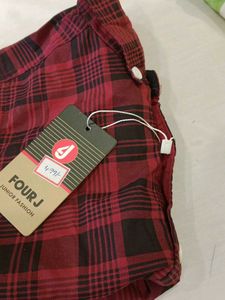 Red Plaid Button-Down Shirt