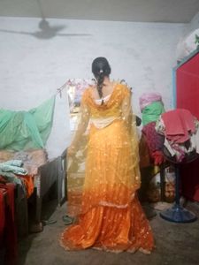 Orange &amp; Yellow Ombre Lehenga Choli Set
