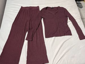 Cozy Burgundy Long Sleeve Top & Pants Set