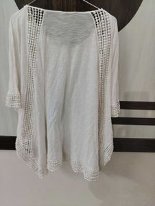 Boho White Crochet Trim Tunic