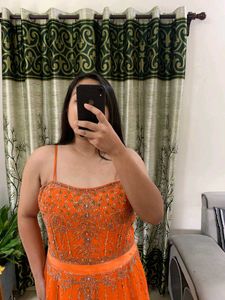 Stunning Orange Embellished Gown