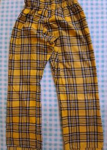 Yellow Plaid Wide Leg Pants