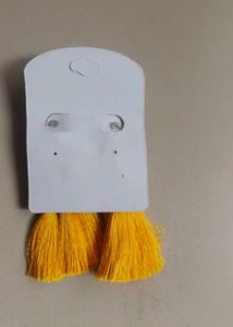 Vibrant Yellow Tassel Dangle Earrings