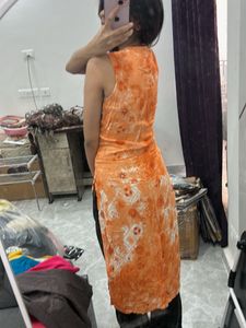 Orange Floral Ethnic Kurta
