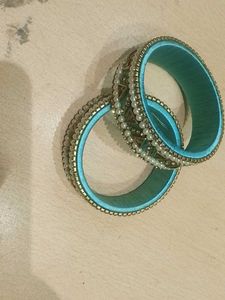 Boho Chic Teal Beaded Bangles