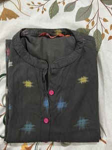 Stylish Grey Kurta with Colorful Print