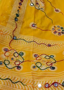 Vibrant Yellow Embroidered duppatta Mirror Work