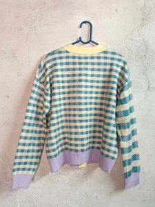Gingham Cardigan Winter Sweater