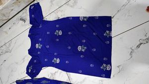 Royal Blue Floral Print Blouse 3XL