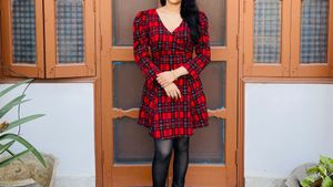 Chic Red Plaid Fit &amp; Flare Dress
