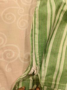 Green Striped Cotton Blouse