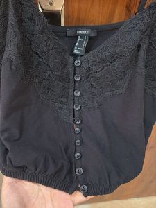 Black Lace Trim Cami Top