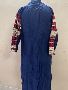 Blue Kurta with Red Accents