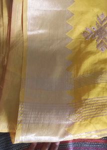 Elegant Yellow Saree with Silver Border