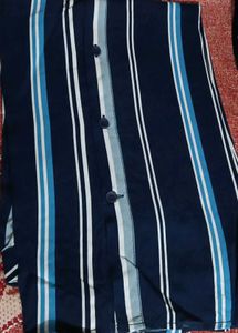 Men's Striped Navy Blue Shirt