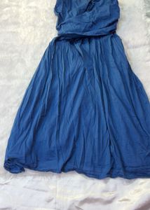 Blue Strapless Maxi Dress
