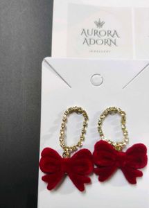 Red Velvet Bow Earrings