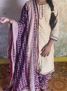 Beige Kurta Set with Dupatta