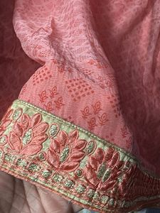 Elegant Peach Saree with Embroidered Border