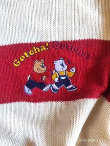 Cute Striped Sweater with Cartoon Character