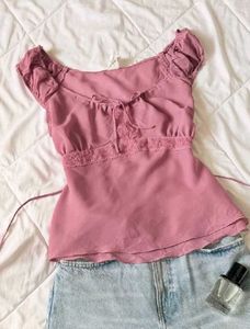 Cute Dusty Pink Lace Top