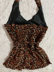 y2k Chic Halterneck Leopard Print top