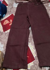 Maroon Wide-Leg Pants