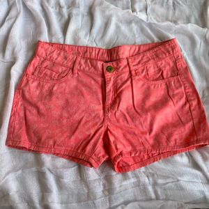 Coral Printed Denim Shorts
