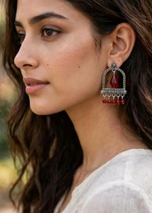 Pink Gemstone Jhumka Earrings