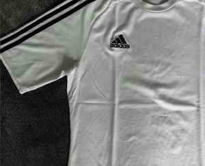 Adidas White T-Shirt with Black Stripes