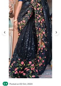 Stunning Black Floral Sequin Saree