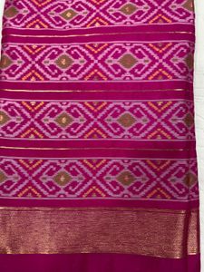 patola Yellow Saree with Pink Border