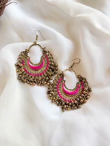 Boho Gypsy Hoop Earrings Pink colour