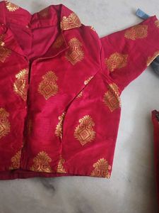 Red &amp; Gold Brocade Blouse