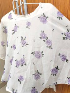 White Floral Print Flowy Top