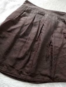 Brown Pleated Midi Skirt