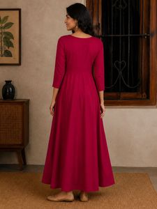 Gown Elegant Magenta Embroidered