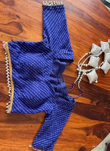 Blue Striped Lehenga with Embellished Border