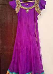 women’s purple Anarkali style gown