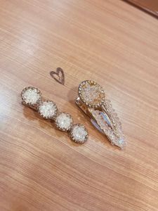 Sparkling Pink Crystal Hair Clips Set