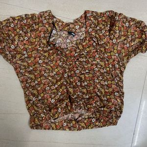 Chic Floral Print Ruched Top