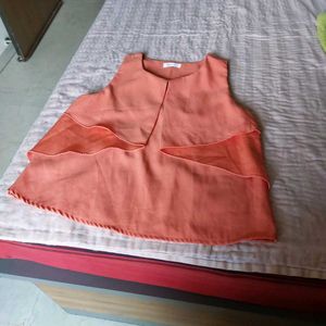 Flowy Coral Tiered Top