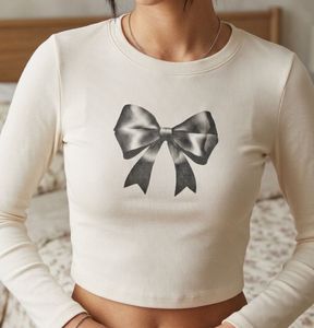 Cream Long Sleeve Top with Bow Print