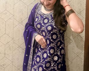 Deep Purple Festive Embroidered Sharara Set