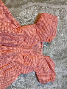 💗Cute Red Gingham Puff Sleeve Top💗