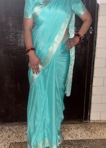 Beautiful Blue crepe Saree with blouse