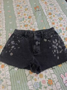 Black Distressed Denim Shorts